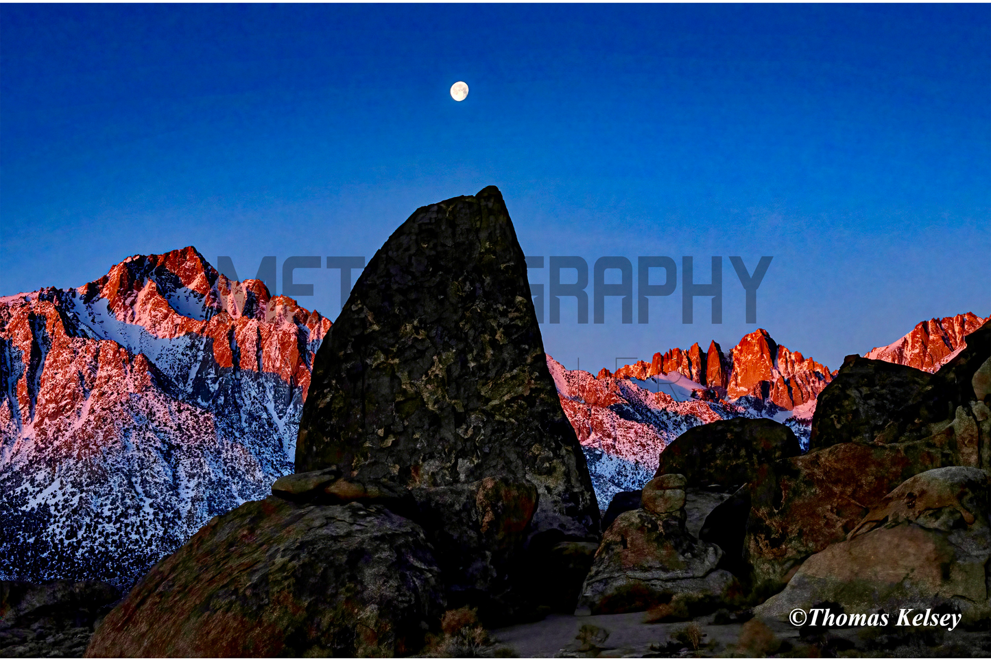 Moonset, Alabama Hills & Mount Whitney